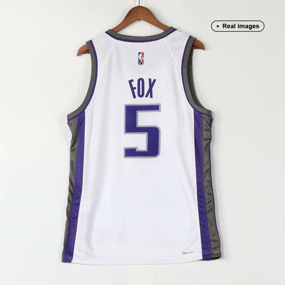 Men's Sacramento Kings De'Aaron Fox #5 White 2021/22 Swingman NBA Jersey - Association Edition-Pro Kit Vault | Brand New 26/27 Sports Jerseys